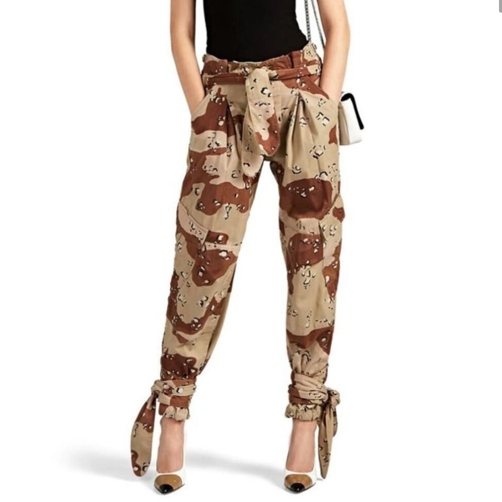 Re/Done Upcycle Camo Relaxed Pleated High Waist Pant